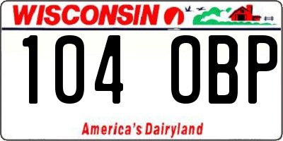 WI license plate 104OBP