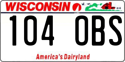 WI license plate 104OBS