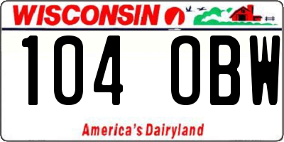 WI license plate 104OBW