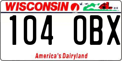 WI license plate 104OBX