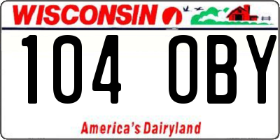WI license plate 104OBY
