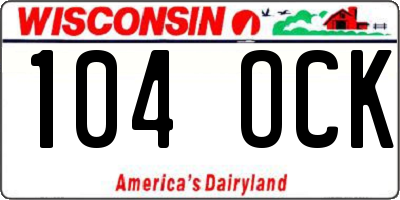 WI license plate 104OCK