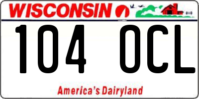 WI license plate 104OCL