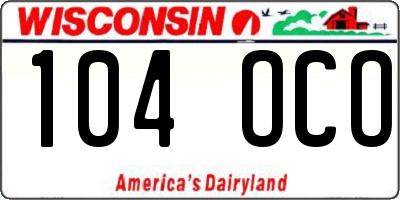 WI license plate 104OCO