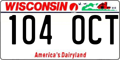 WI license plate 104OCT