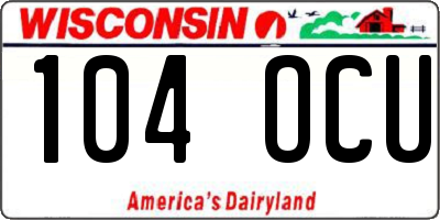 WI license plate 104OCU