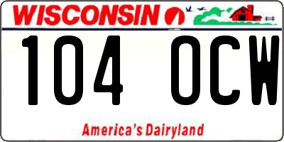 WI license plate 104OCW