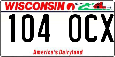 WI license plate 104OCX