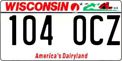 WI license plate 104OCZ