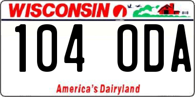 WI license plate 104ODA