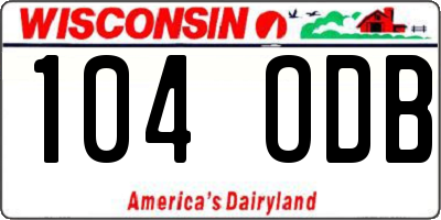 WI license plate 104ODB