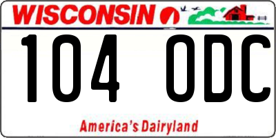 WI license plate 104ODC