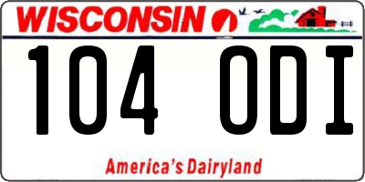WI license plate 104ODI