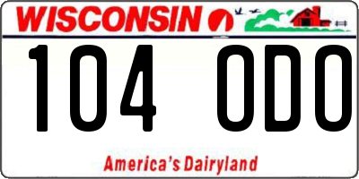 WI license plate 104ODO