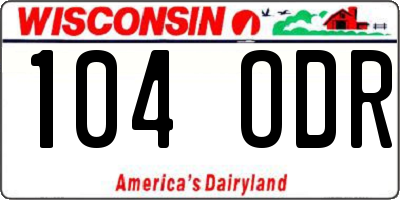 WI license plate 104ODR