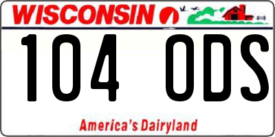 WI license plate 104ODS