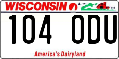 WI license plate 104ODU