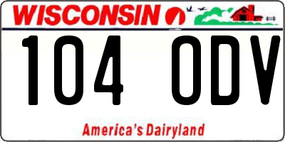WI license plate 104ODV