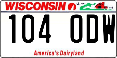WI license plate 104ODW