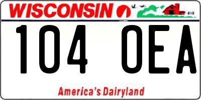 WI license plate 104OEA