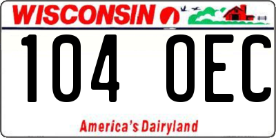 WI license plate 104OEC