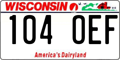 WI license plate 104OEF