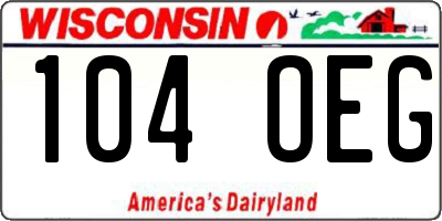 WI license plate 104OEG