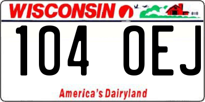 WI license plate 104OEJ