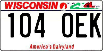 WI license plate 104OEK