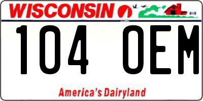 WI license plate 104OEM