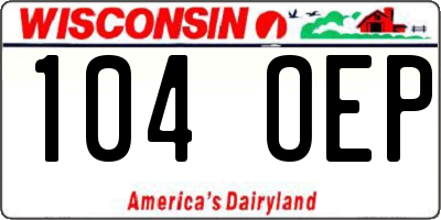 WI license plate 104OEP
