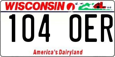 WI license plate 104OER