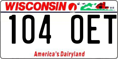 WI license plate 104OET