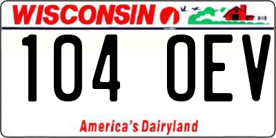 WI license plate 104OEV