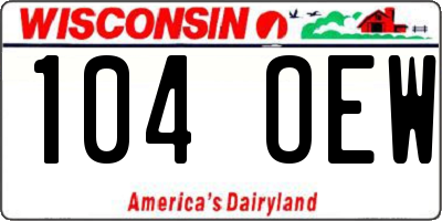 WI license plate 104OEW