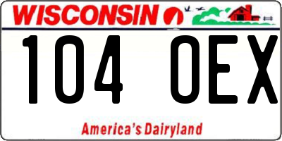 WI license plate 104OEX