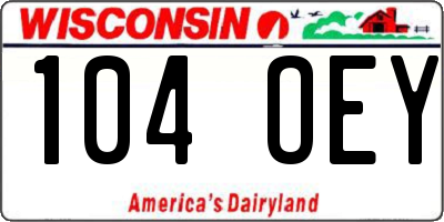 WI license plate 104OEY