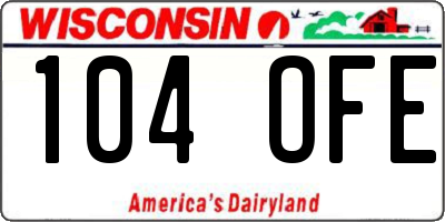 WI license plate 104OFE