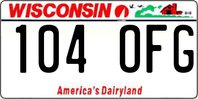 WI license plate 104OFG