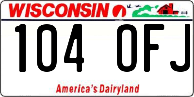 WI license plate 104OFJ