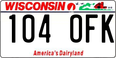 WI license plate 104OFK