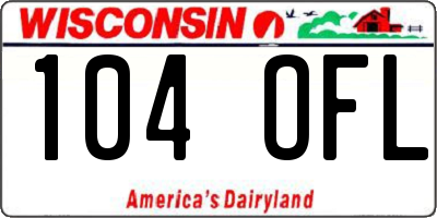 WI license plate 104OFL