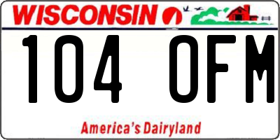 WI license plate 104OFM
