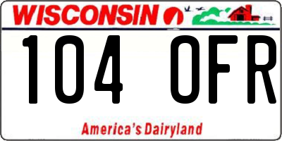 WI license plate 104OFR