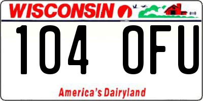 WI license plate 104OFU