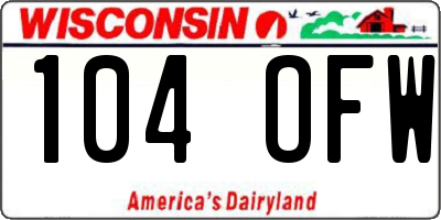 WI license plate 104OFW
