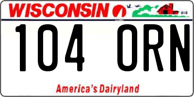 WI license plate 104ORN