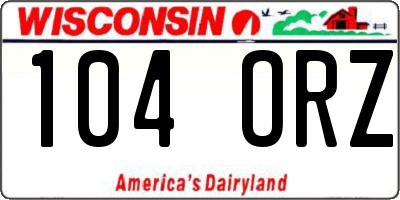 WI license plate 104ORZ