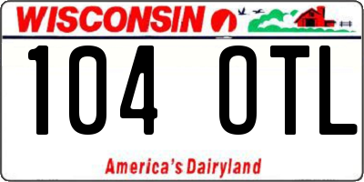 WI license plate 104OTL