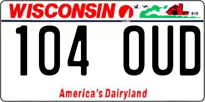 WI license plate 104OUD